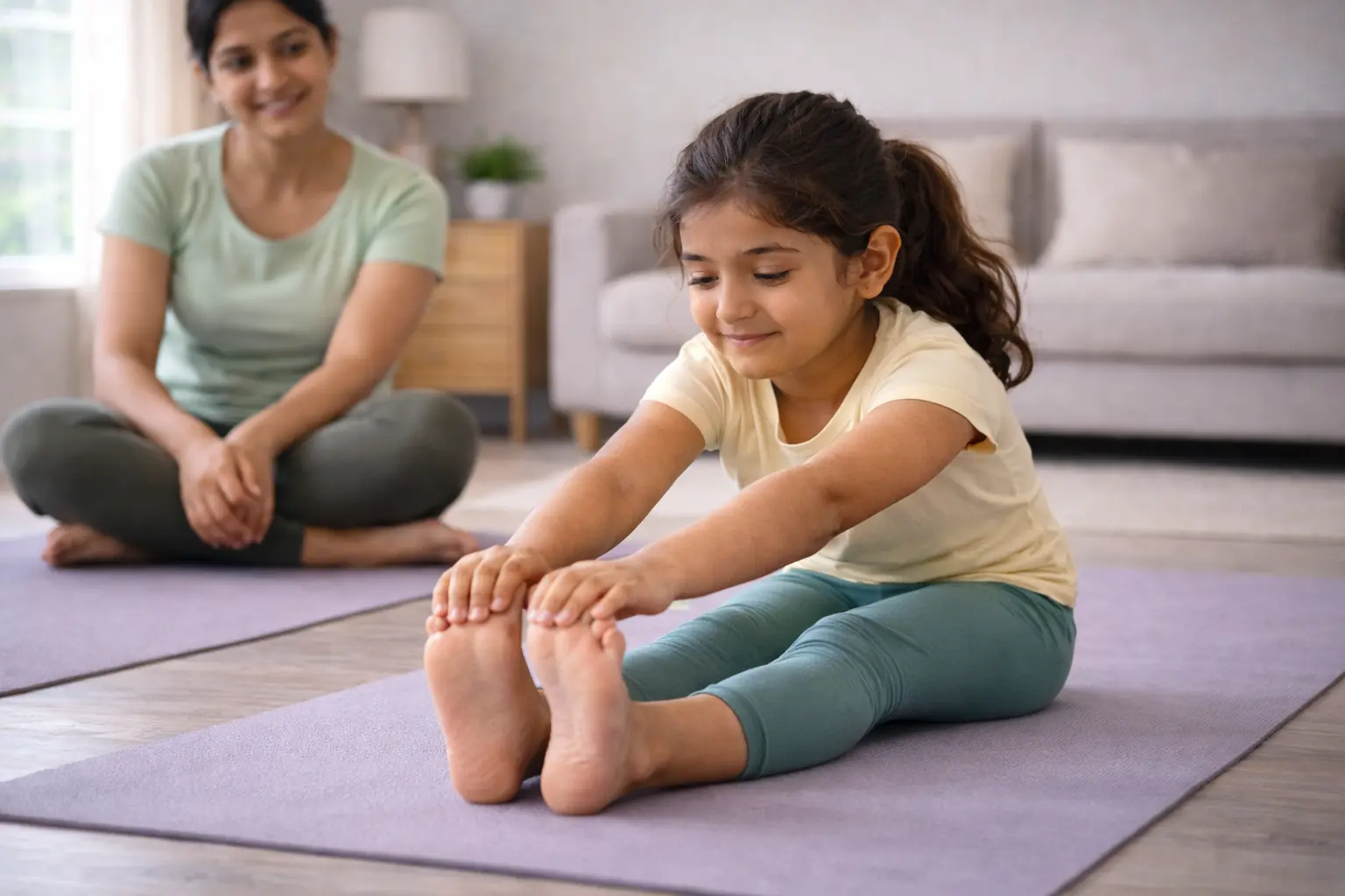 1-on-1 kids yoga session at home